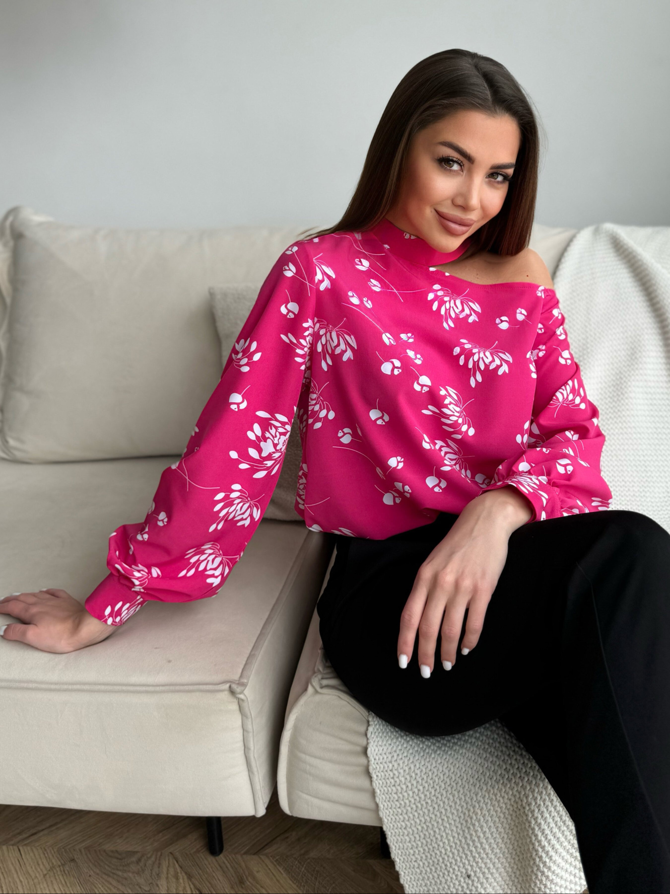 Блуза ISSA Plus модель SA-514_малиновый Фото