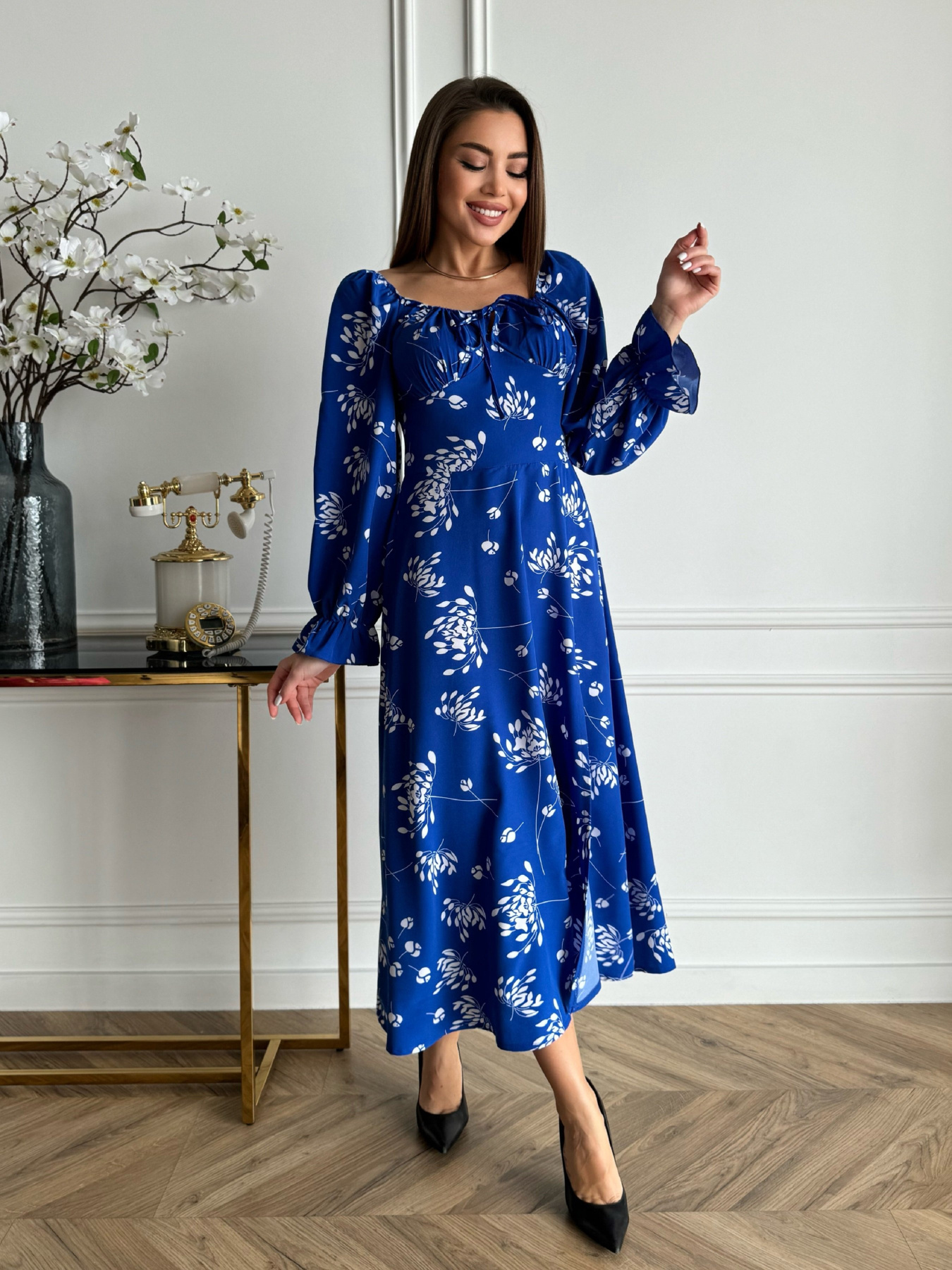 Сукня міді ISSA Plus модель SA-510_синий Фото