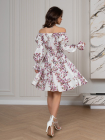 Платье мини ISSA Plus модель SA-518_белый_розовый Фото