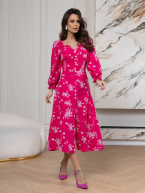 Сукня міді ISSA Plus модель SA-515_малиновый Фото