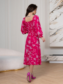 Платье миди ISSA Plus модель SA-515_малиновый Платье миди ISSA Plus модель SA-515_малиновый Фото