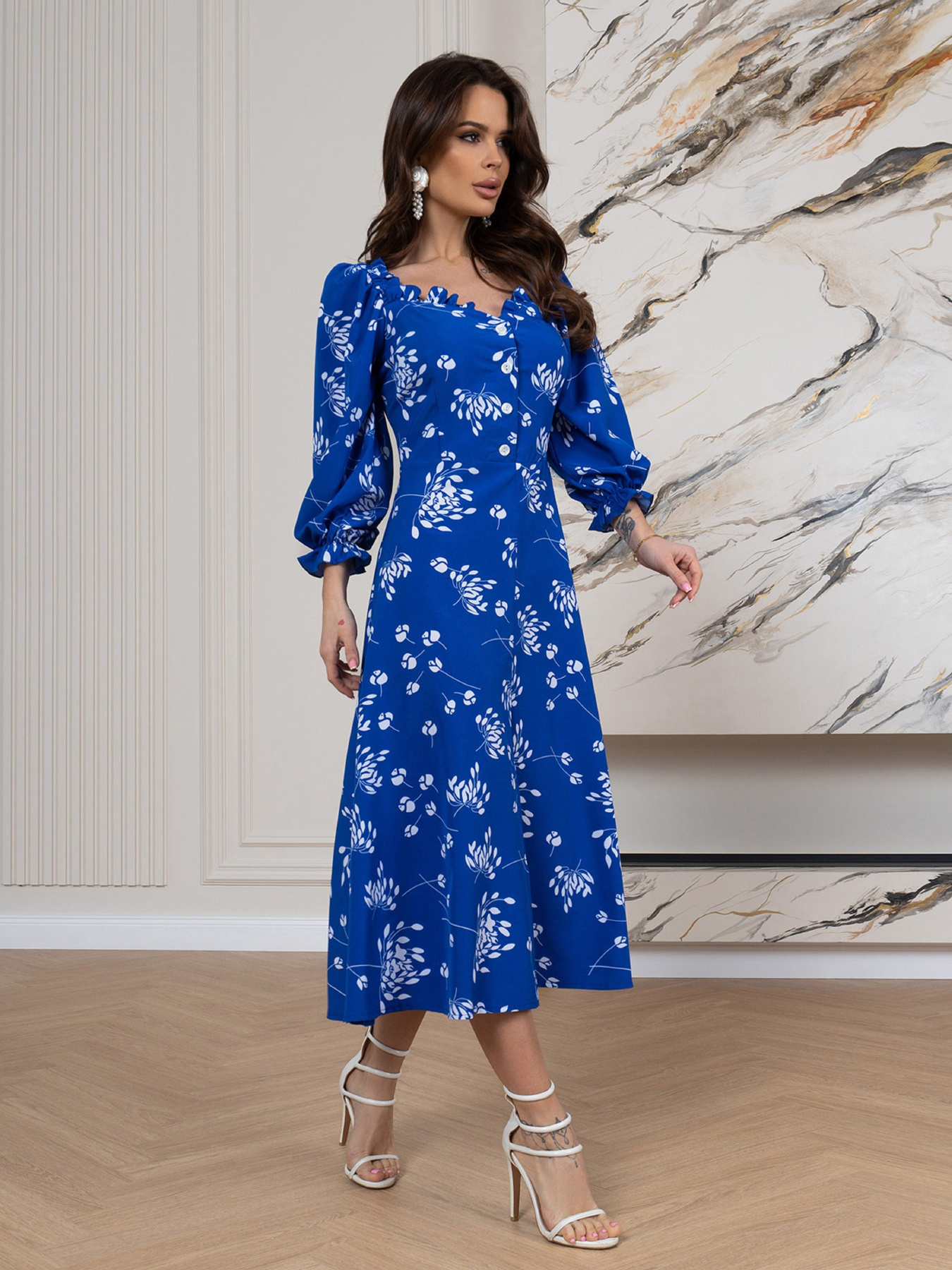 Платье миди ISSA Plus модель SA-515_синий Фото