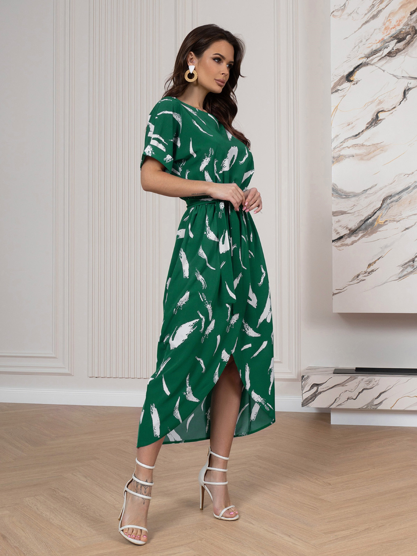 Сукня міді ISSA Plus модель 14551_зеленый Фото