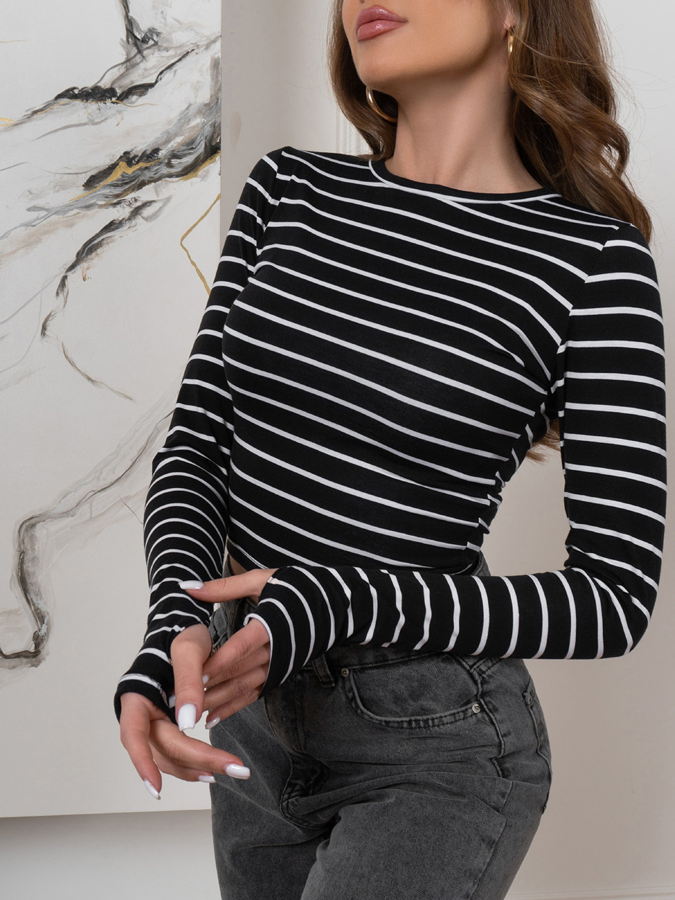 Лонгслив ISSA Plus модель 14565_черный_белый Фото