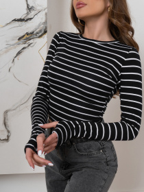 Лонгслів ISSA Plus модель 14565_черный_белый Фото