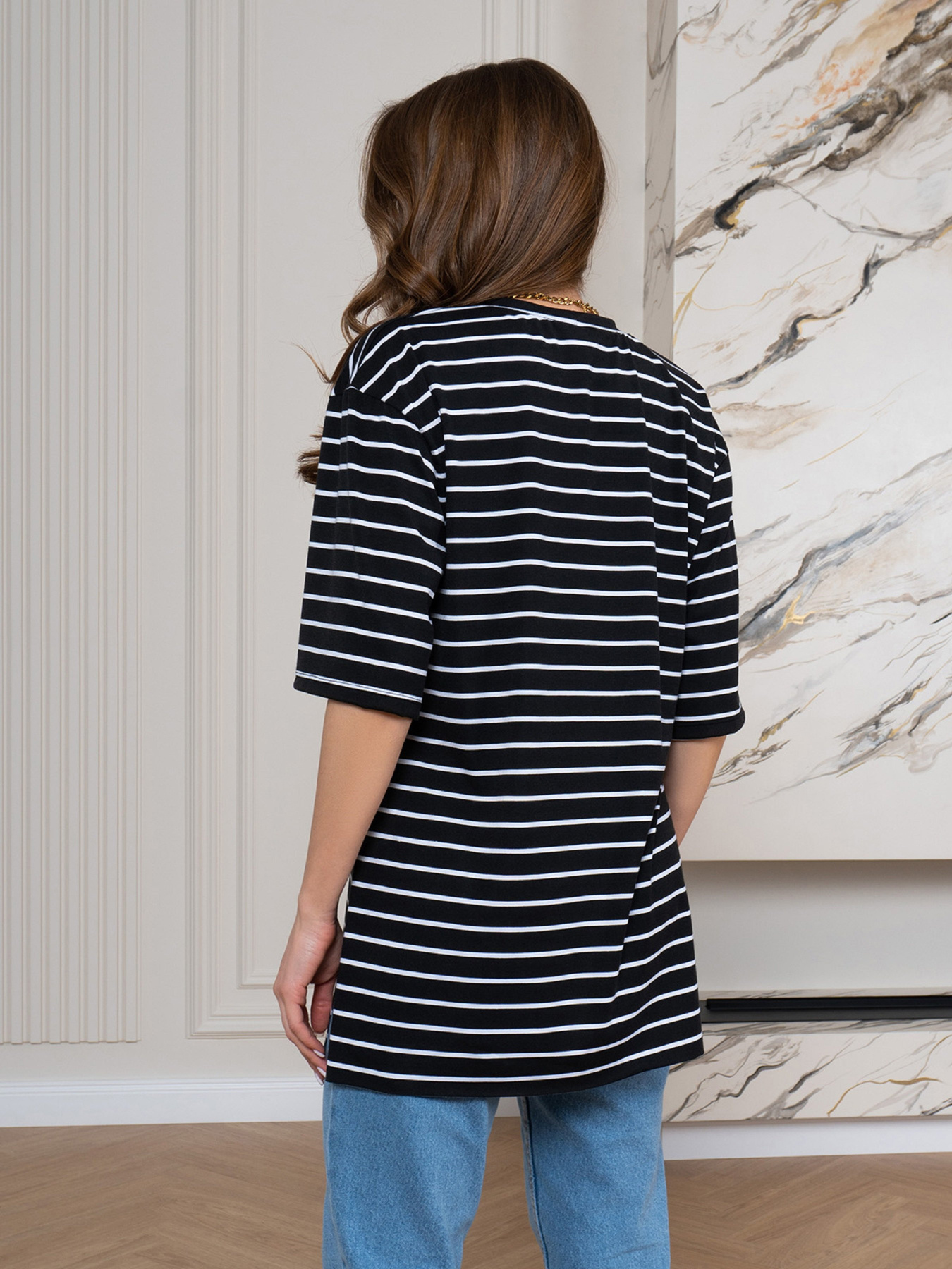 Футболка ISSA Plus модель 14567_черный_белый Футболка ISSA Plus модель 14567_черный_белый Фото