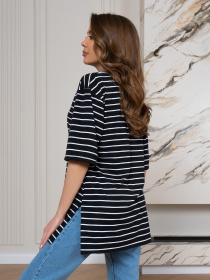 Футболка ISSA Plus модель 14567_черный_белый Футболка ISSA Plus модель 14567_черный_белый Фото