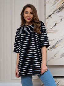 Футболка ISSA Plus модель 14567_черный_белый Футболка ISSA Plus модель 14567_черный_белый Фото