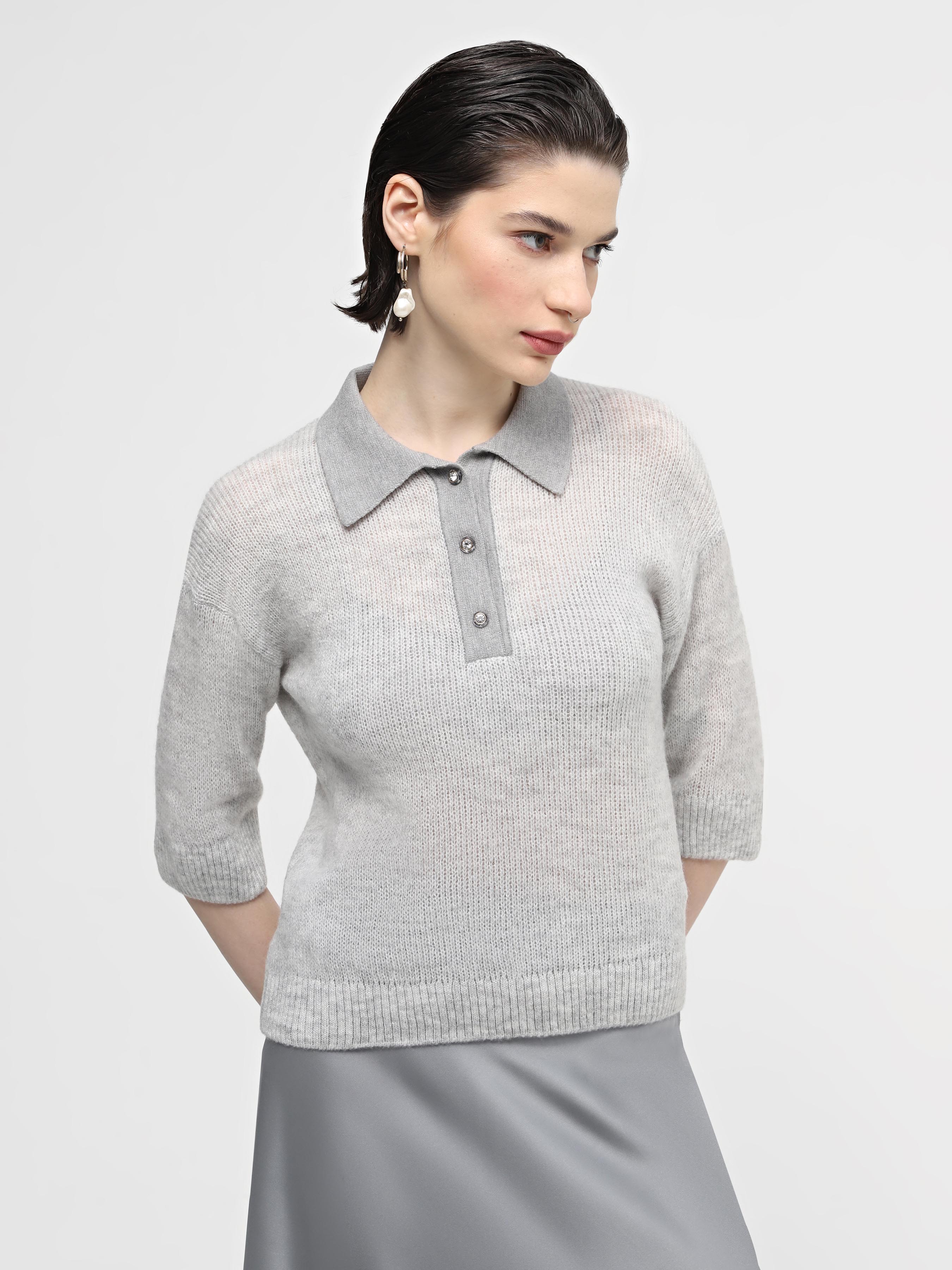 Жіноче Поло Sewel  (JS947190000) колір світло-сірий, матеріал вовна/акрил