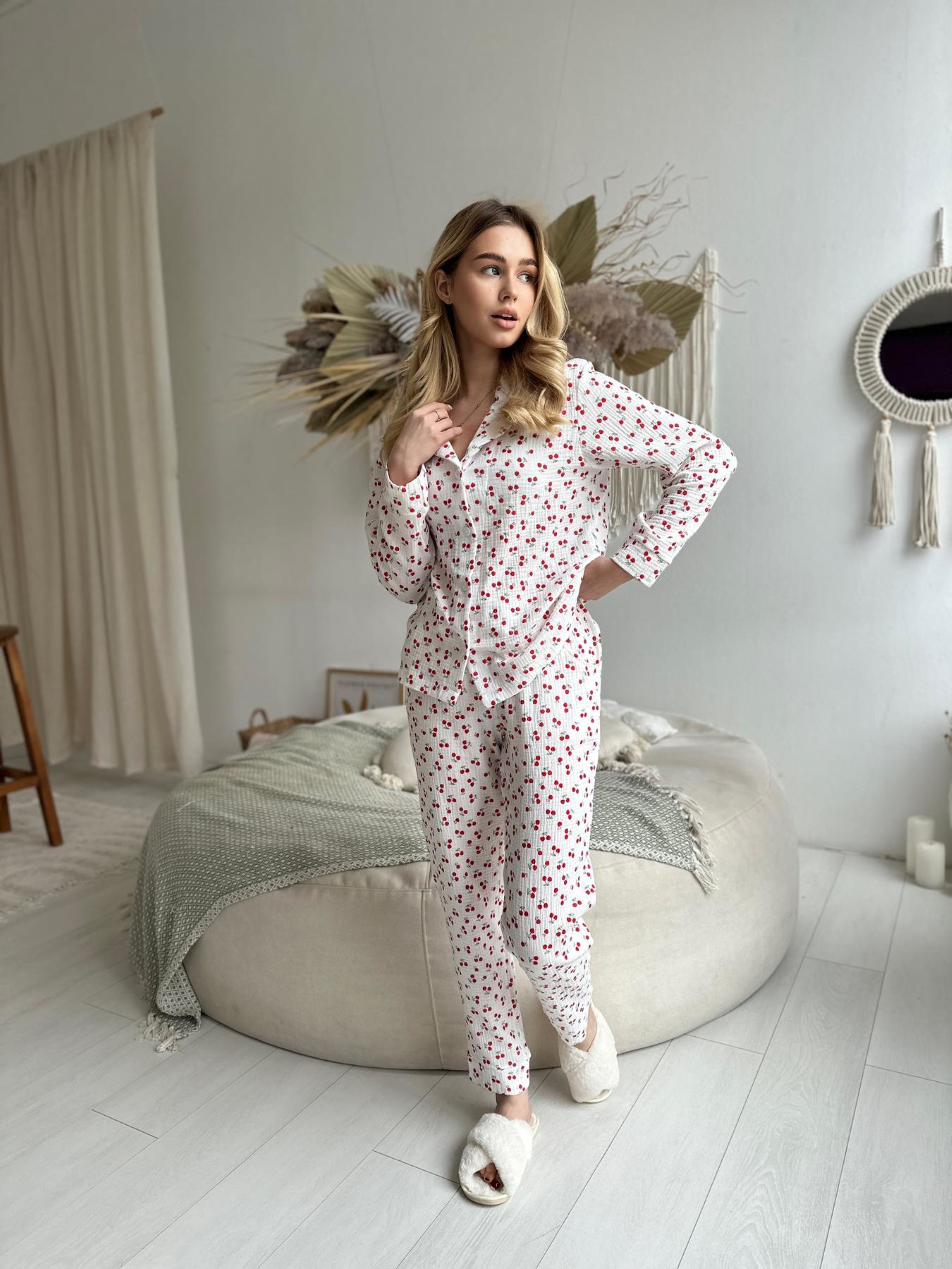 Бавовняна Жіноча Піжама Cosy  (77620464) колір білий