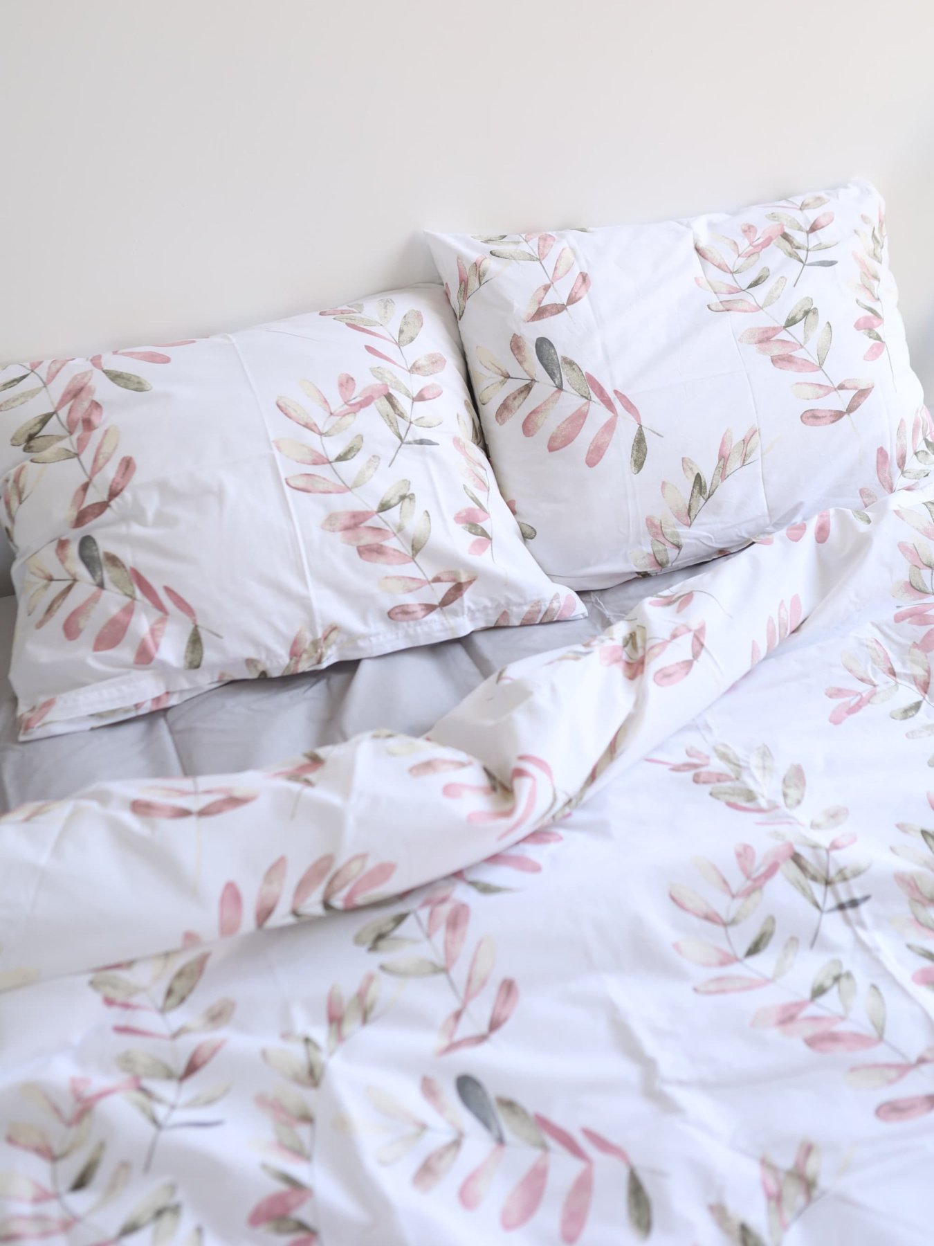 Комплект постельного белья с ткани Ранфорс серый цвет принт Веточки BedclozZzes модель 13127 Фото