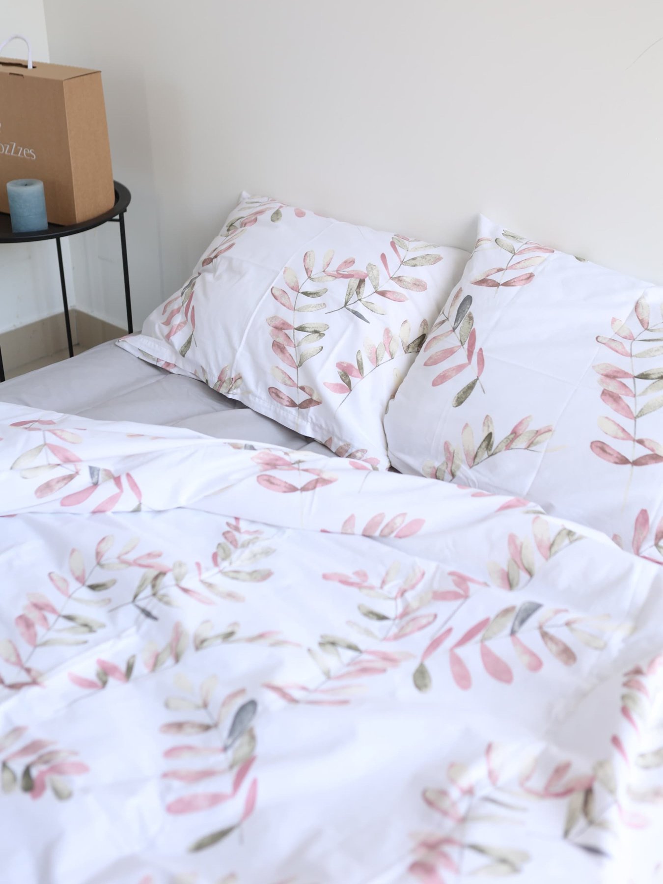 Комплект постельного белья с ткани Ранфорс серый цвет принт Веточки BedclozZzes модель 13127 Фото