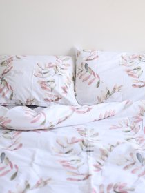 Комплект постельного белья с ткани Ранфорс серый цвет принт Веточки BedclozZzes модель 13127 Фото