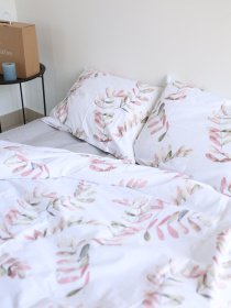 Комплект постельного белья с ткани Ранфорс серый цвет принт Веточки BedclozZzes модель 13127 Фото