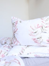 Комплект постельного белья с ткани Ранфорс серый цвет принт Веточки BedclozZzes модель 13127 Фото