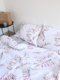 Комплект постельного белья с ткани Ранфорс серый цвет принт Веточки BedclozZzes модель 13127 Фото