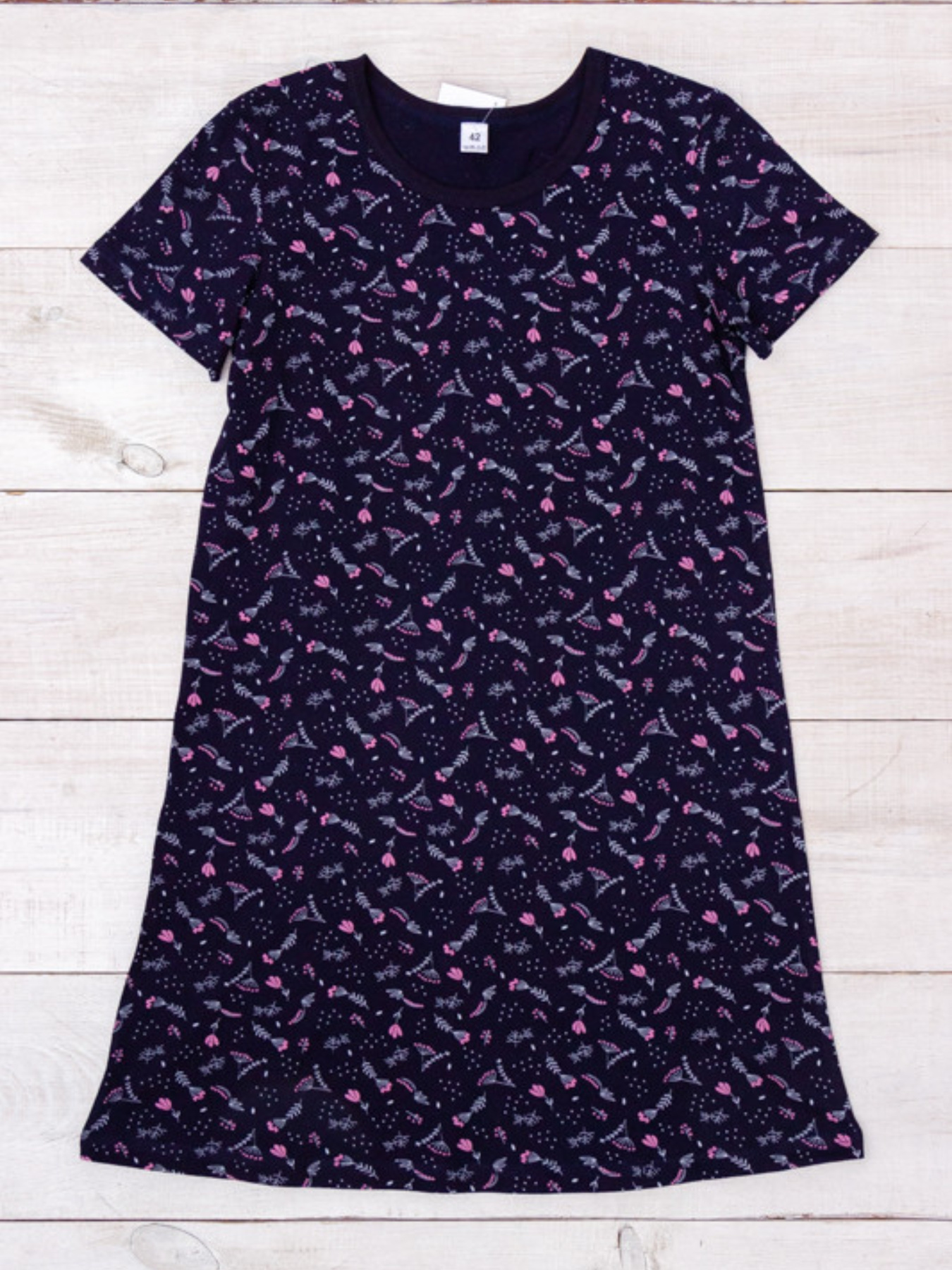 Ночная рубашка Носи своє модель 6019-002-kvtochki-na-chorn-sinxomu Фото