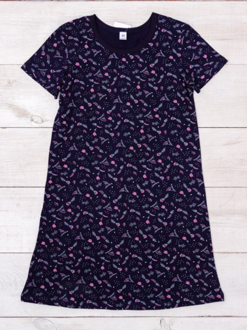 Нічна сорочка Носи своє модель 6019-002-kvtochki-na-chorn-sinxomu Фото