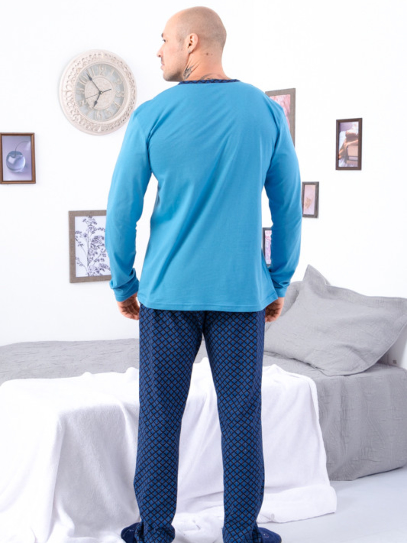 Пижама Носи своє модель 8094-002-1-rombi-ln-chornilxno-sinj Фото