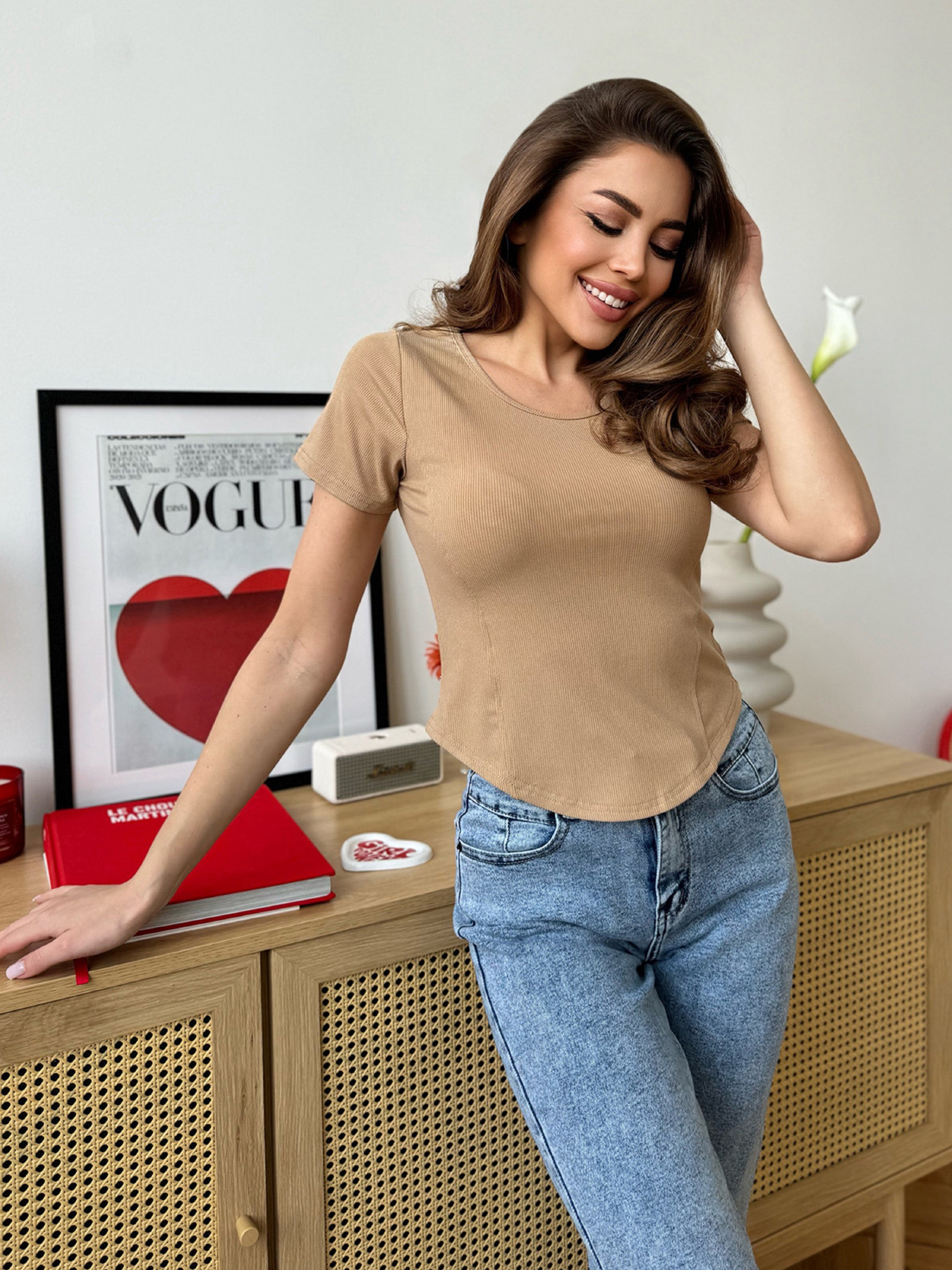 Футболка ISSA Plus модель WN20-602_бежевый Футболка ISSA Plus модель WN20-602_бежевый Фото