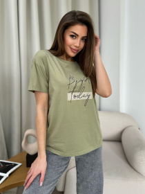 Футболка ISSA Plus модель WN20-604_хаки Футболка ISSA Plus модель WN20-604_хаки Фото