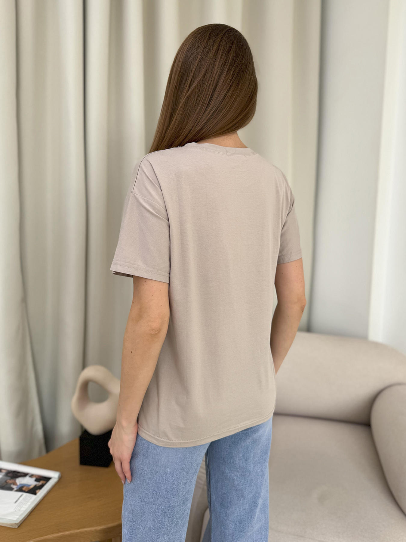 Футболка ISSA Plus модель WN20-605_бежевый Футболка ISSA Plus модель WN20-605_бежевый Фото