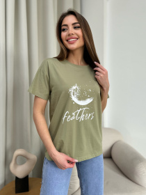 Футболка ISSA Plus модель WN20-606_хаки Футболка ISSA Plus модель WN20-606_хаки Фото