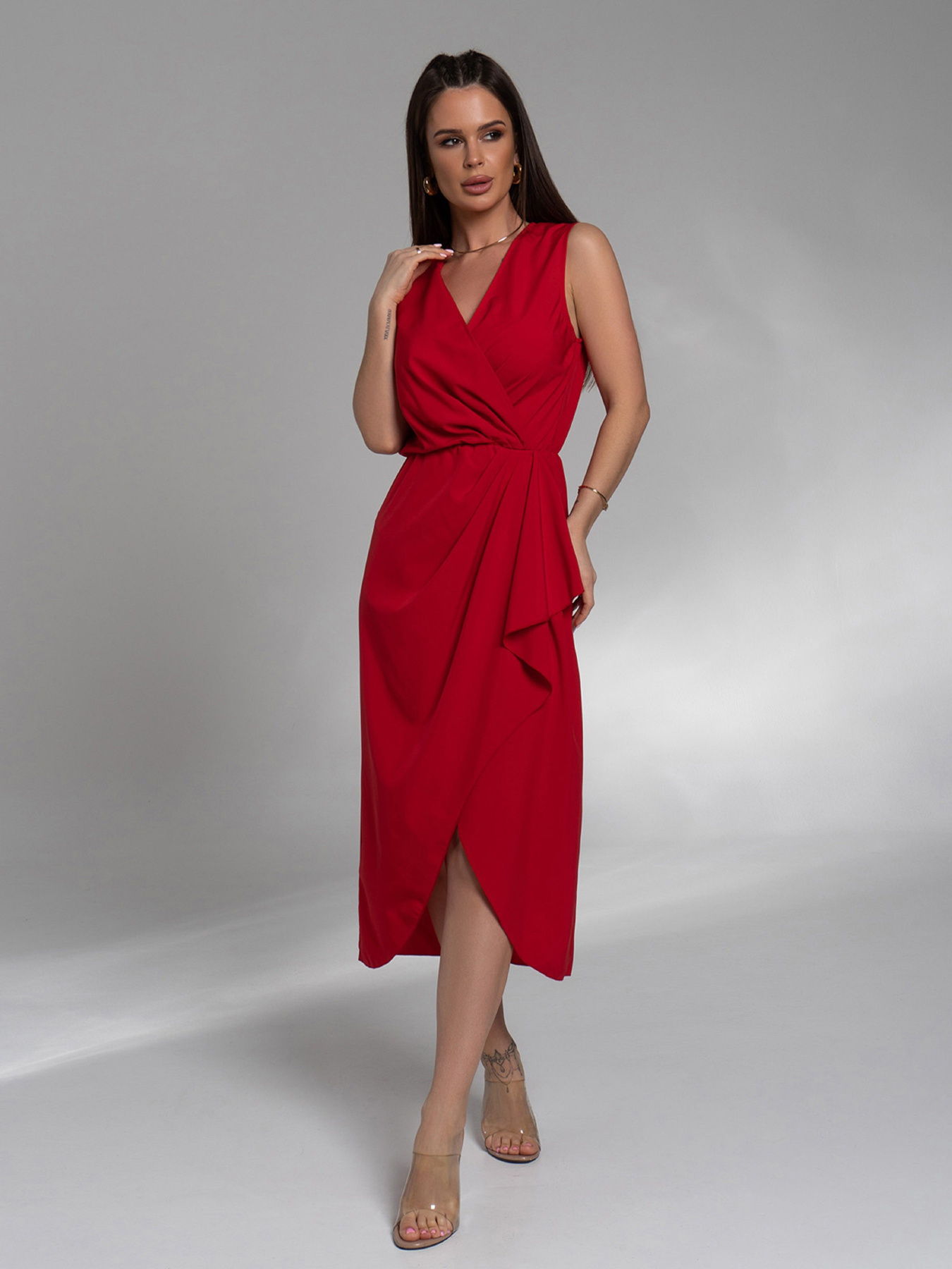 Сукня міді ISSA Plus модель 14578_красный Фото