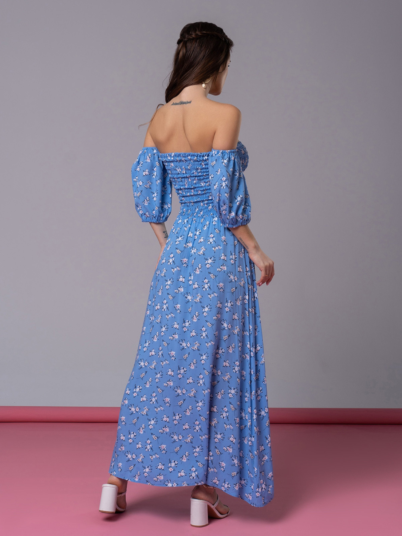 Платье макси ISSA Plus модель SA-522_голубой Фото