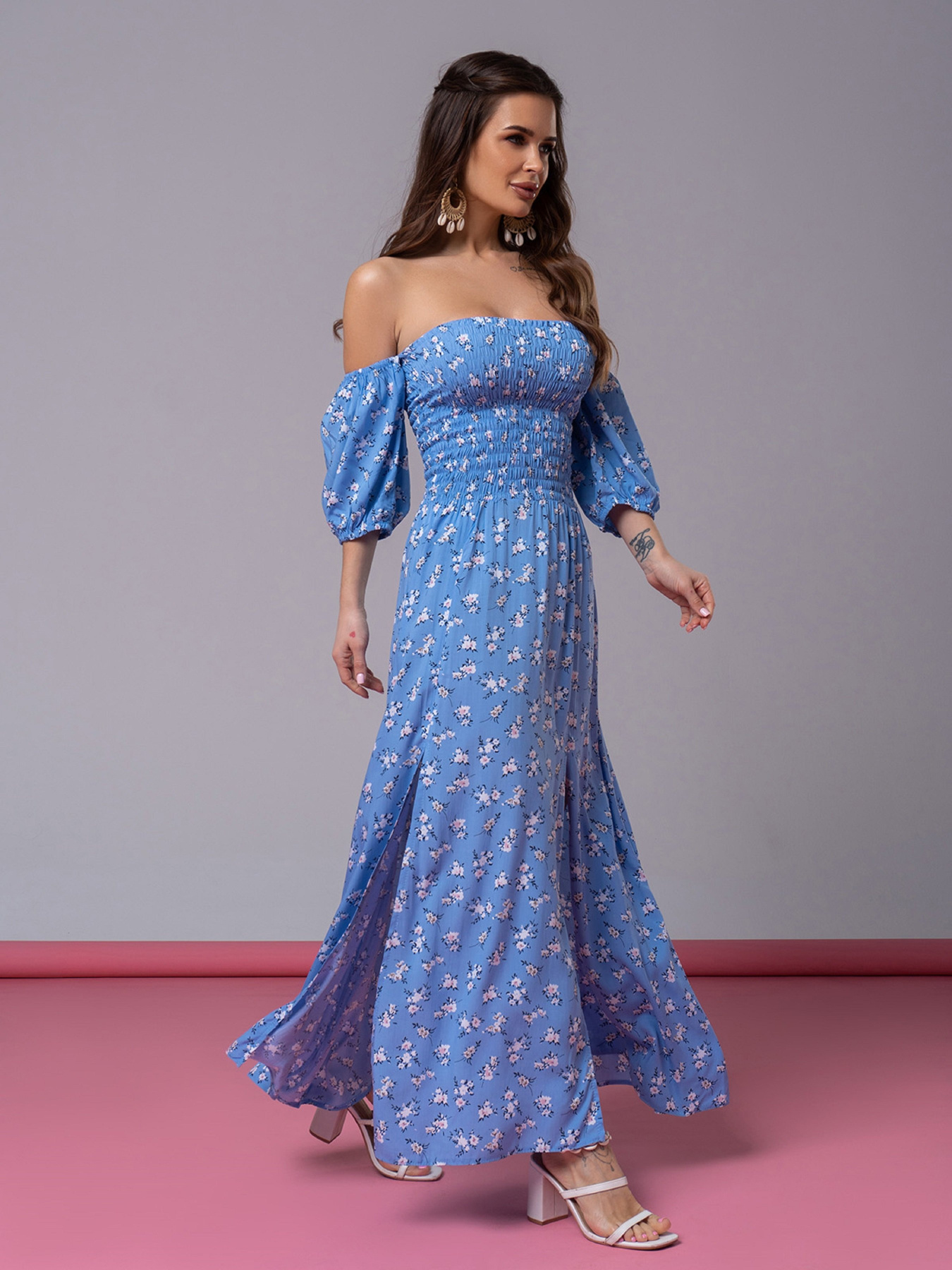 Платье макси ISSA Plus модель SA-522_голубой Фото