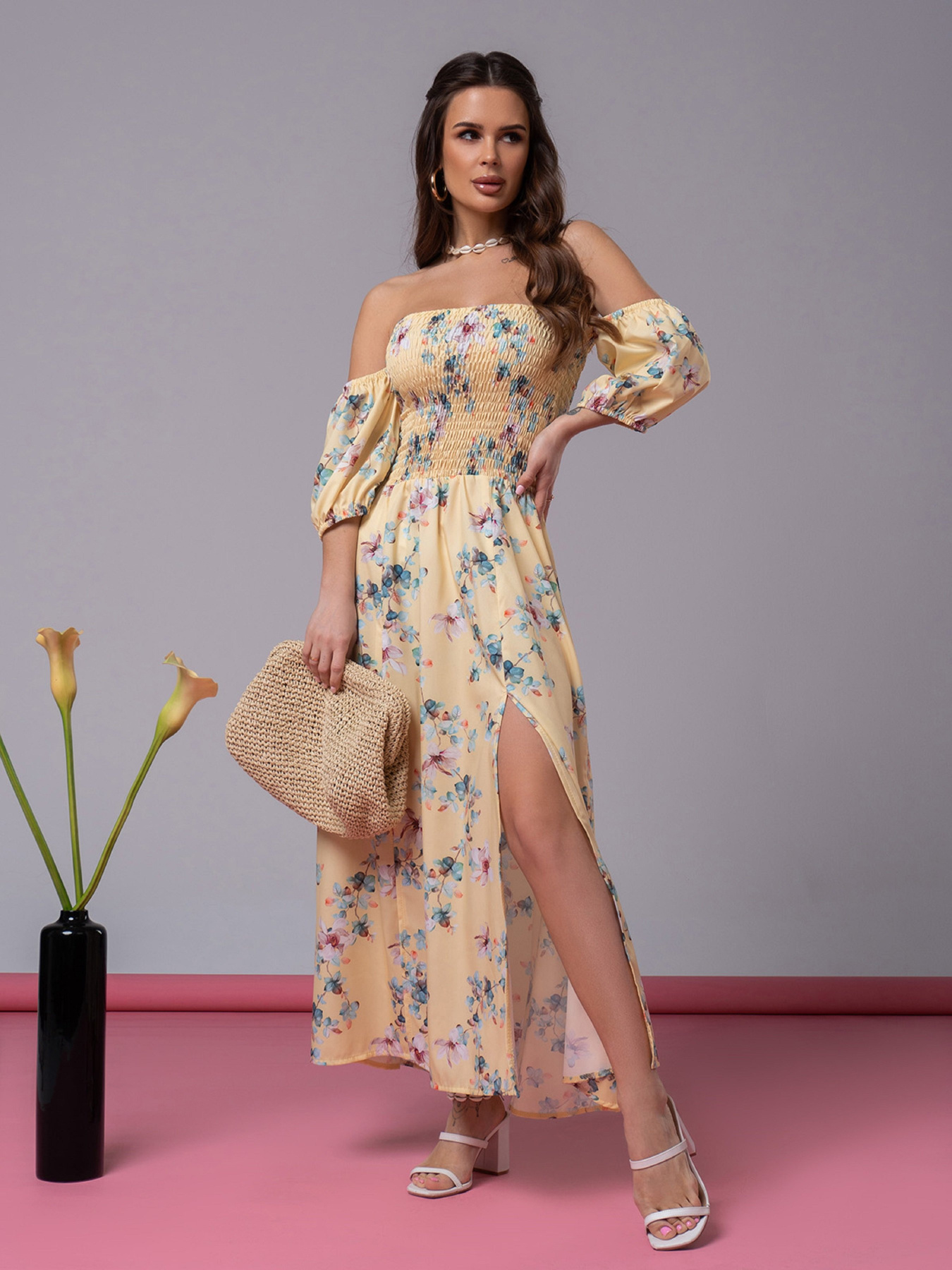 Сукня максі ISSA Plus модель SA-523_желтый Фото