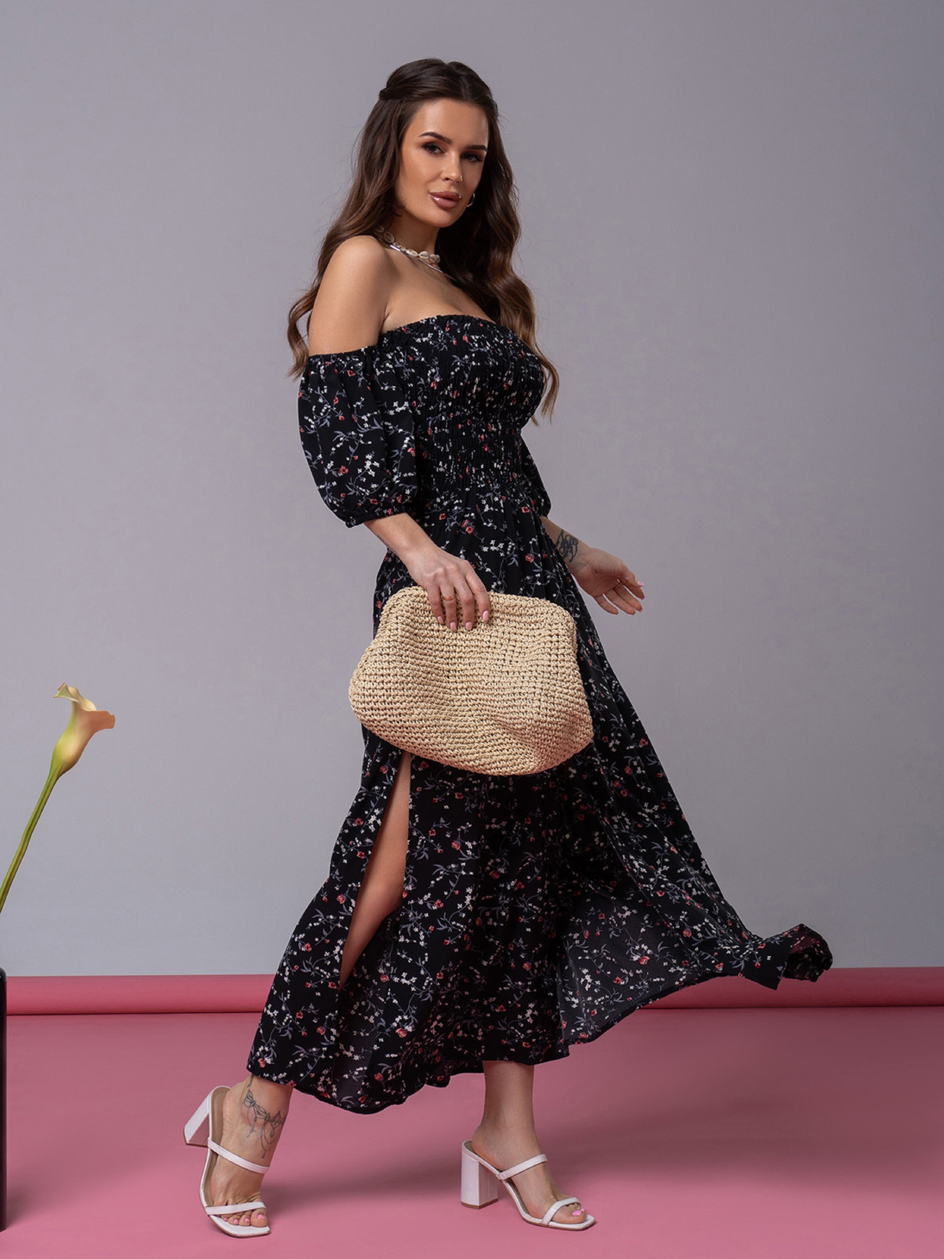 Платье макси ISSA Plus модель SA-524_черный Фото