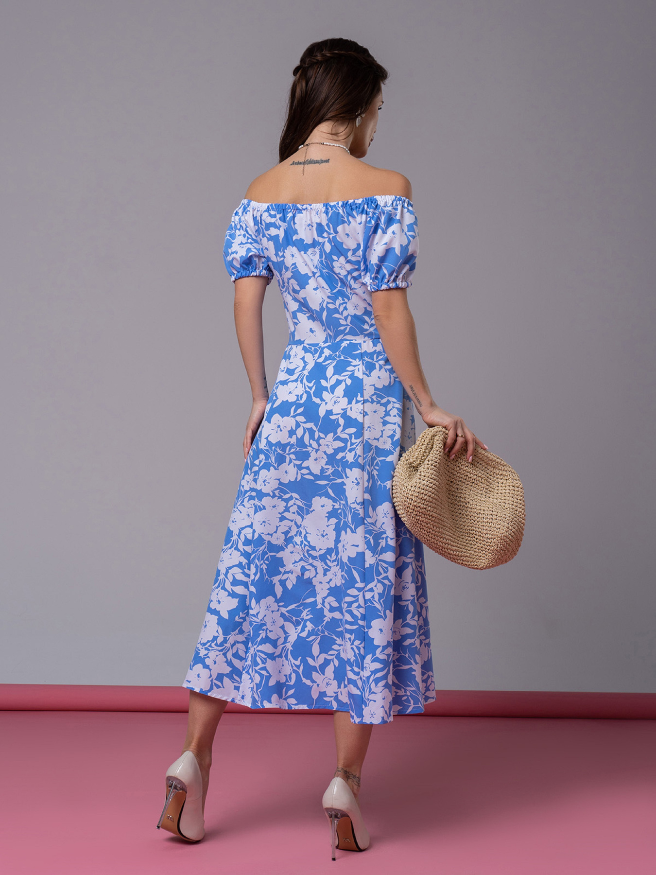 Платье миди ISSA Plus модель 14600_голубой Фото