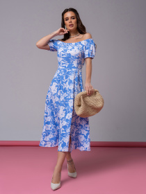 Сукня міді ISSA Plus модель 14600_голубой Фото