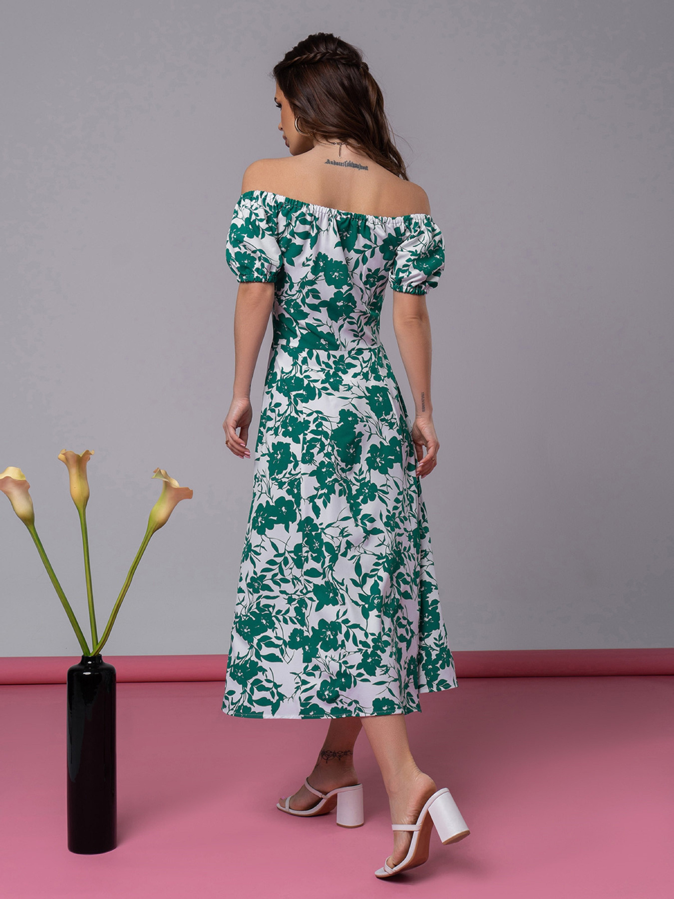 Платье миди ISSA Plus модель 14600_зеленый Фото