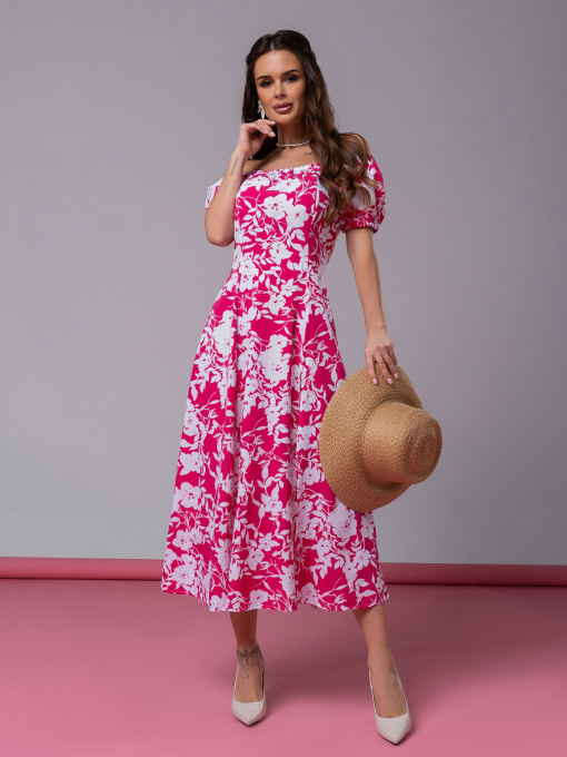 Платье миди ISSA Plus модель 14600_малиновый Фото