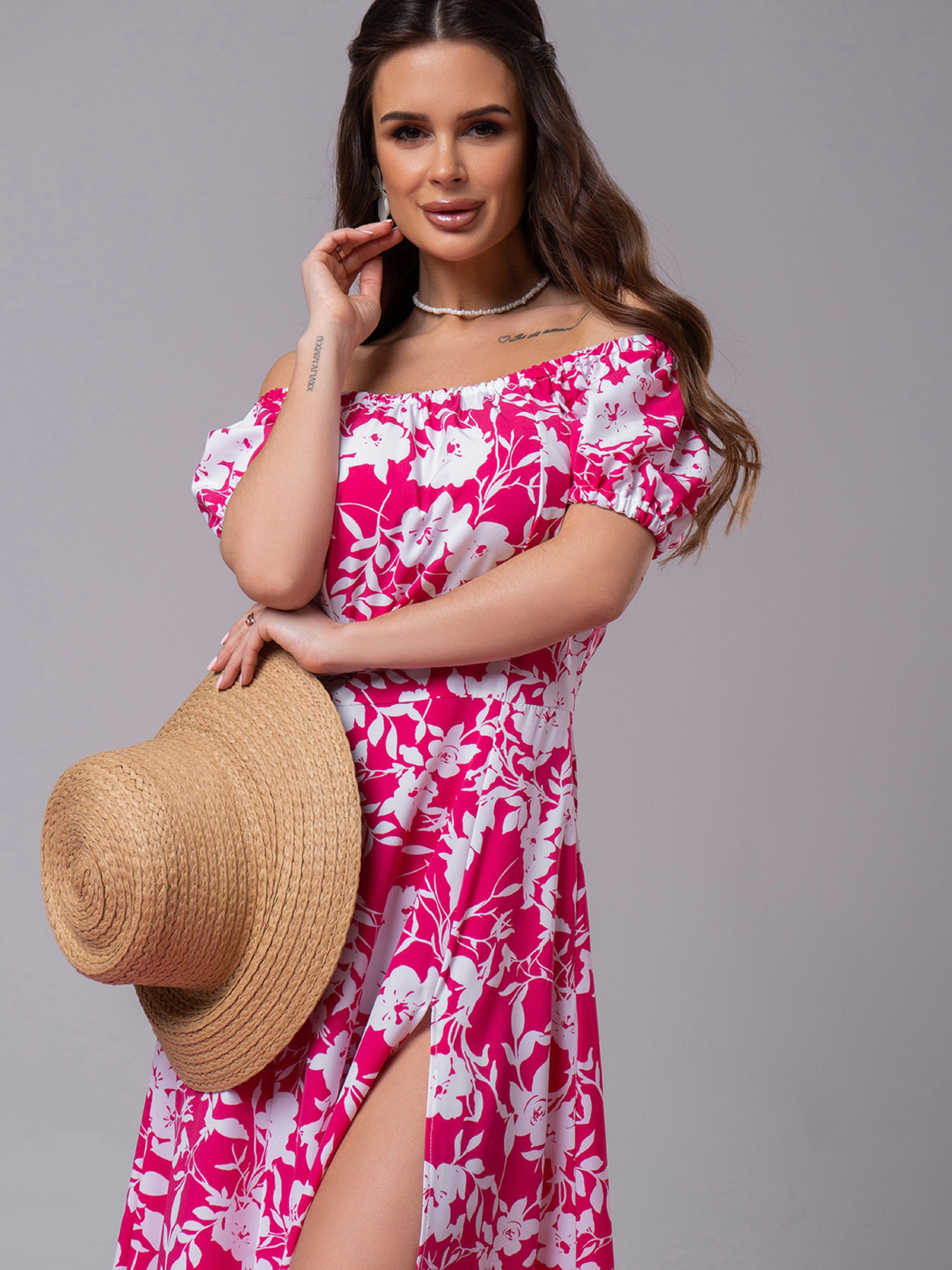 Платье миди ISSA Plus модель 14600_малиновый Платье миди ISSA Plus модель 14600_малиновый Фото