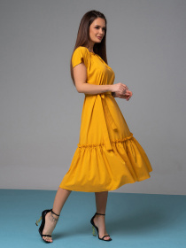 Платье миди ISSA Plus модель 13955_горчичный Фото