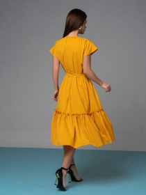 Платье миди ISSA Plus модель 13955_горчичный Платье миди ISSA Plus модель 13955_горчичный Фото