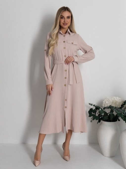 Платье миди ISSA Plus модель SA-418A_бежевый Фото