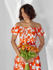 Сукня міді ISSA Plus модель 14599_оранжевый Фото