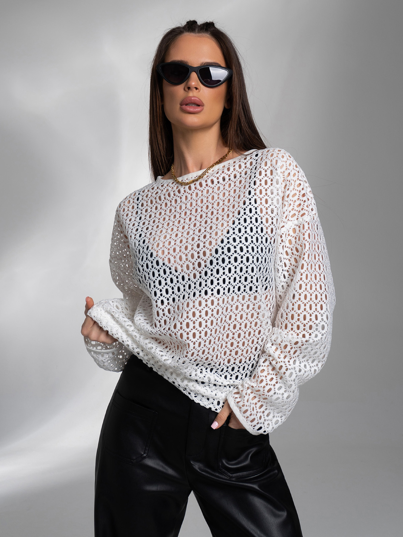 Лонгслив ISSA Plus модель 14573_белый Фото