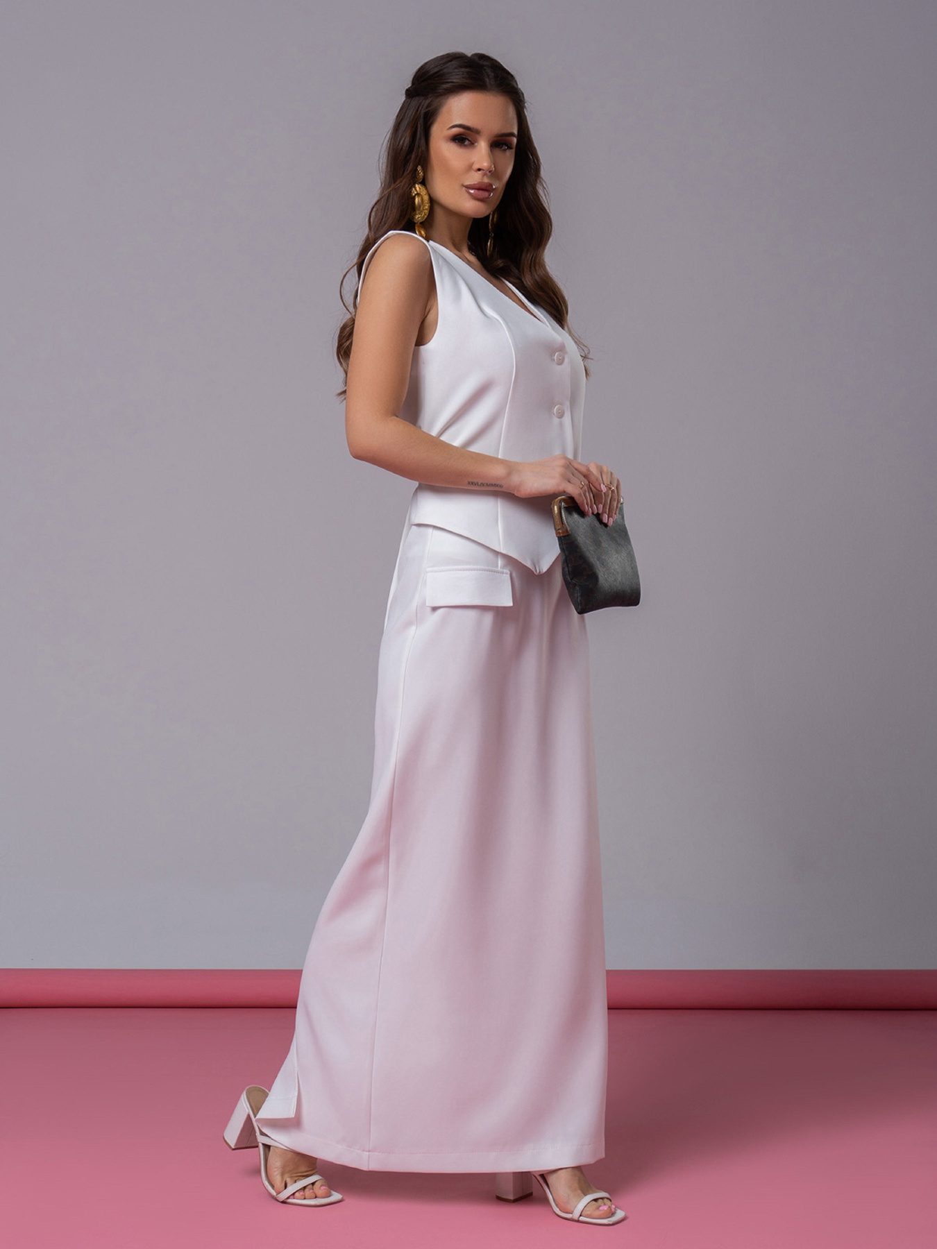 Повсякденний костюм ISSA Plus модель 14609_молочный Фото