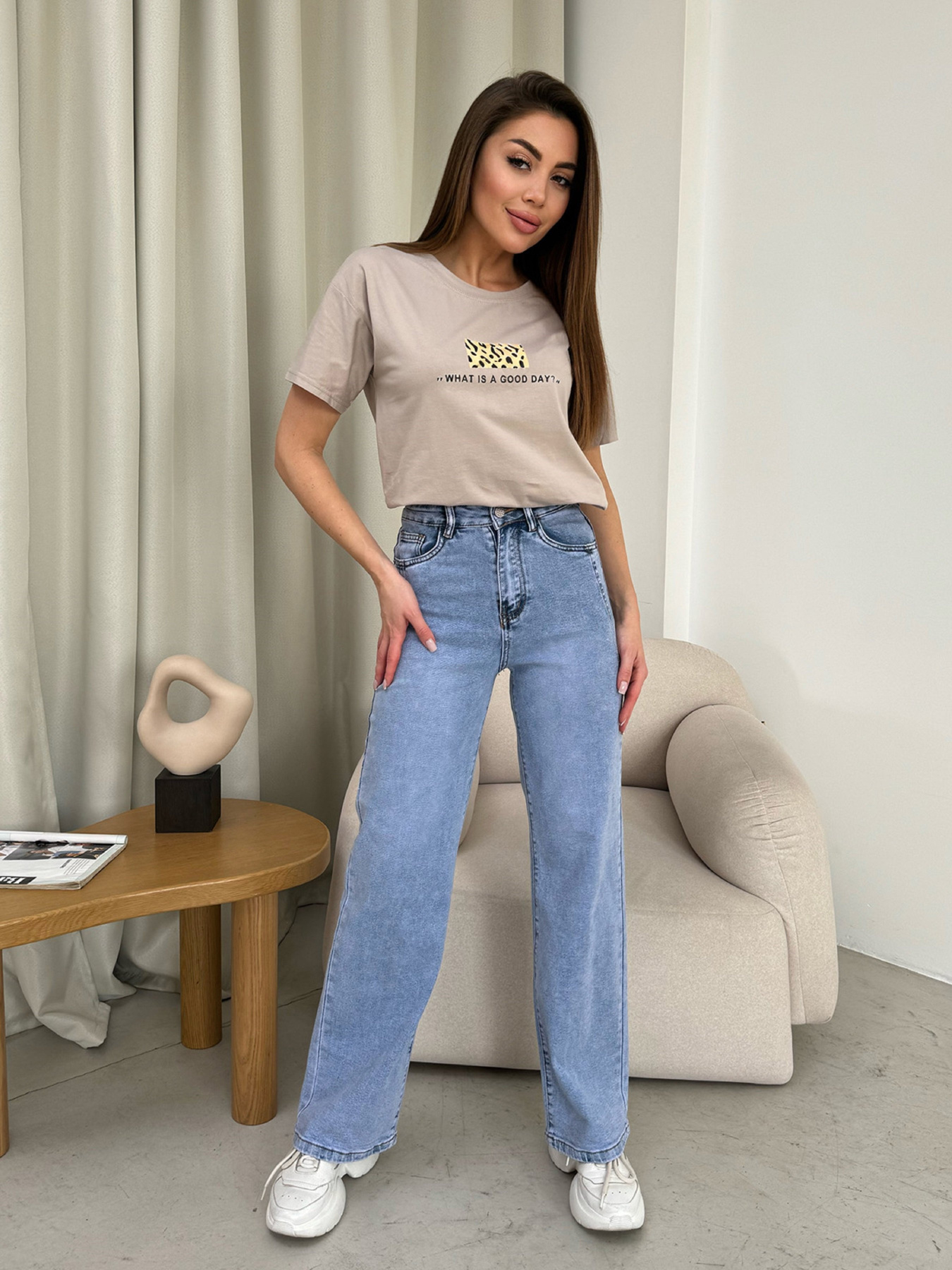 Прямые джинсы ISSA Plus модель WN20-613_голубой Фото