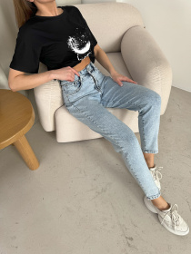 Джинсы мом ISSA Plus модель WN20-610_голубой Фото