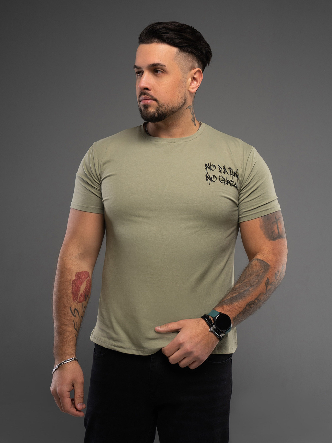 Футболка ISSA Plus модель GN4-164_оливковый Футболка ISSA Plus модель GN4-164_оливковый Фото