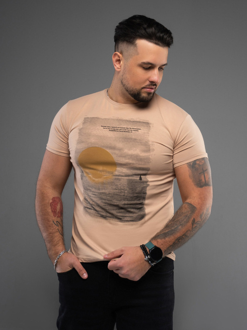 Футболка ISSA Plus модель GN4-165_бежевый Футболка ISSA Plus модель GN4-165_бежевый Фото