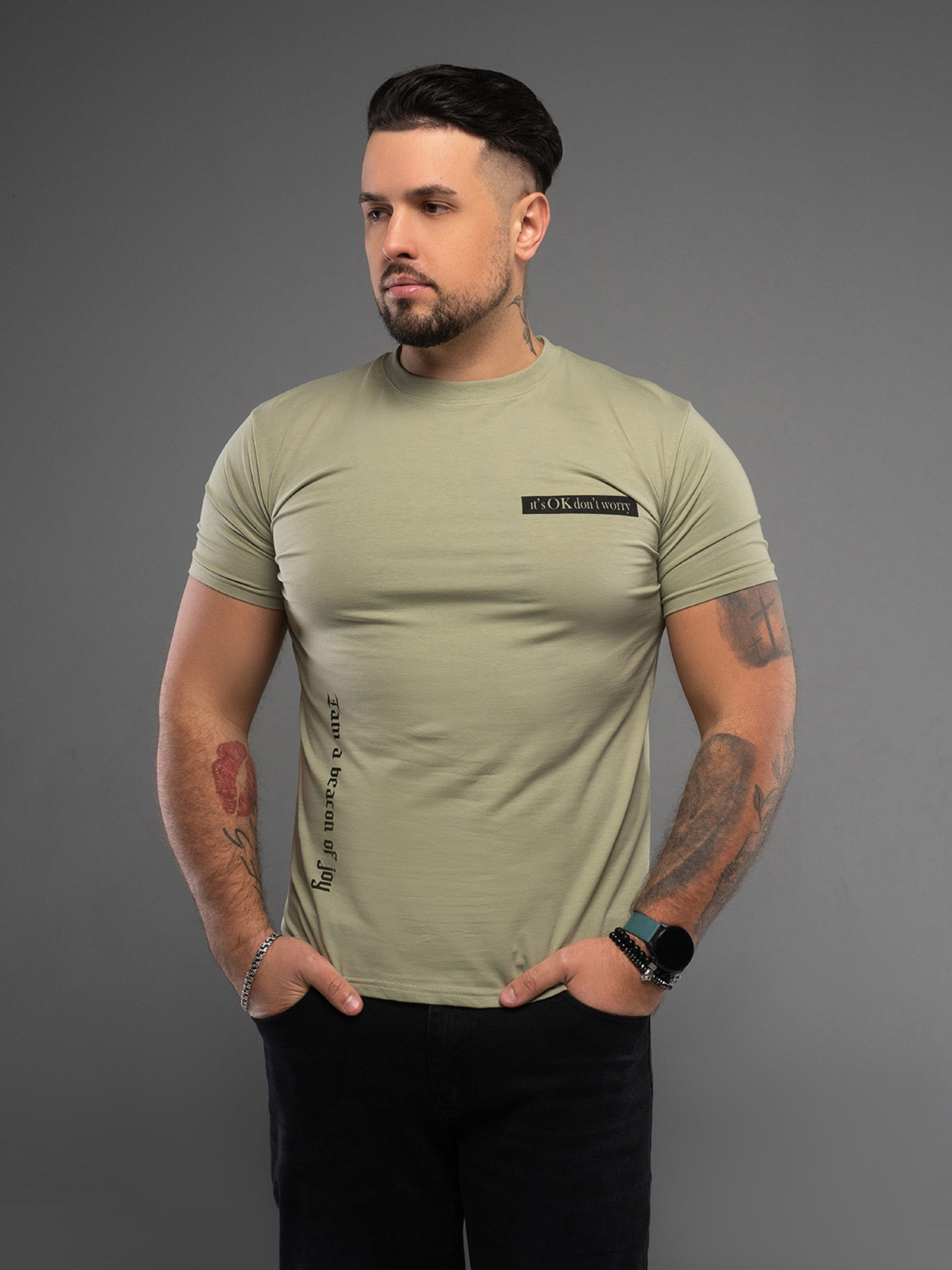 Футболка ISSA Plus модель GN4-166_оливковый Фото