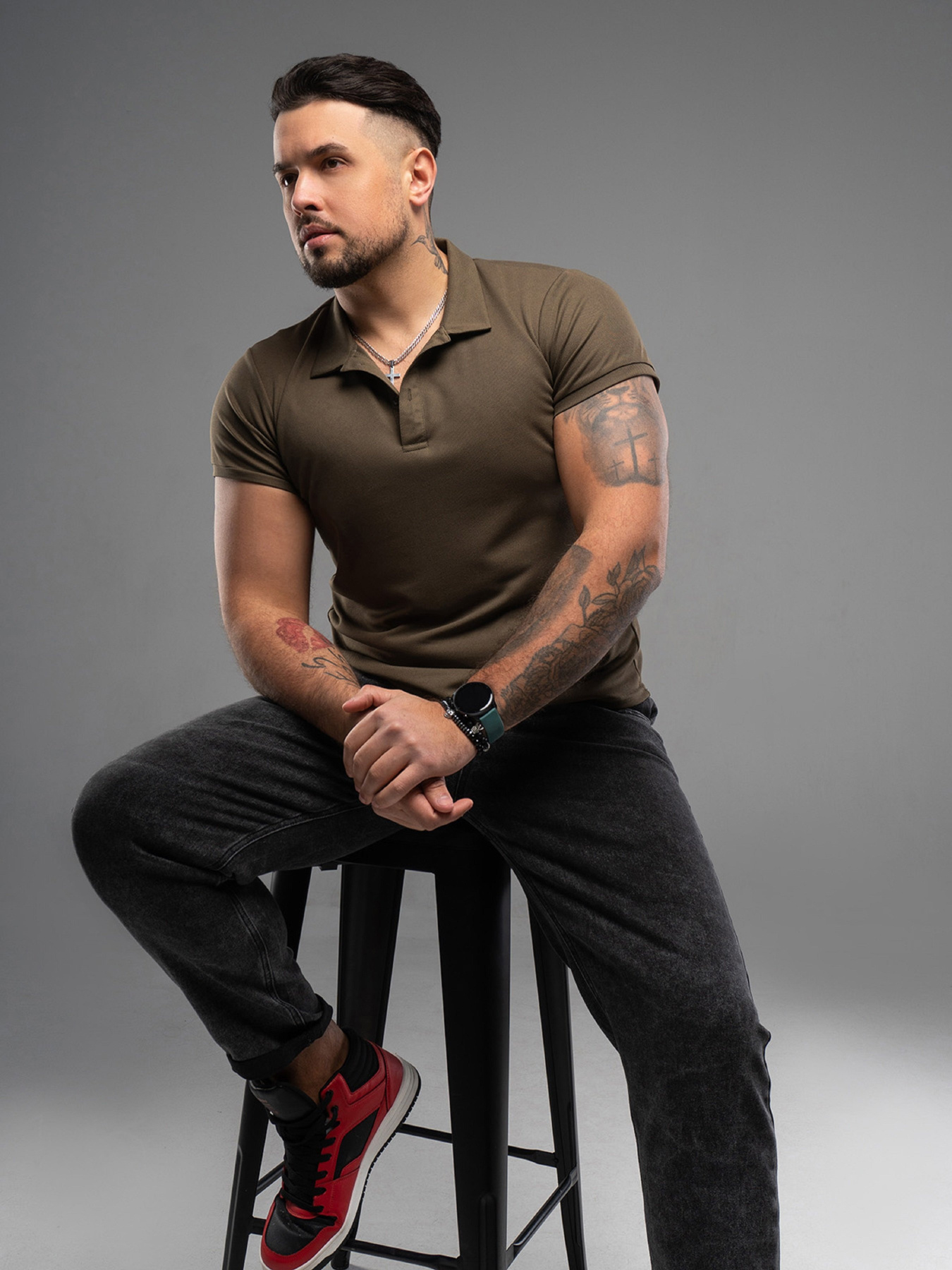 Поло ISSA Plus модель GN-536_коричневый Фото