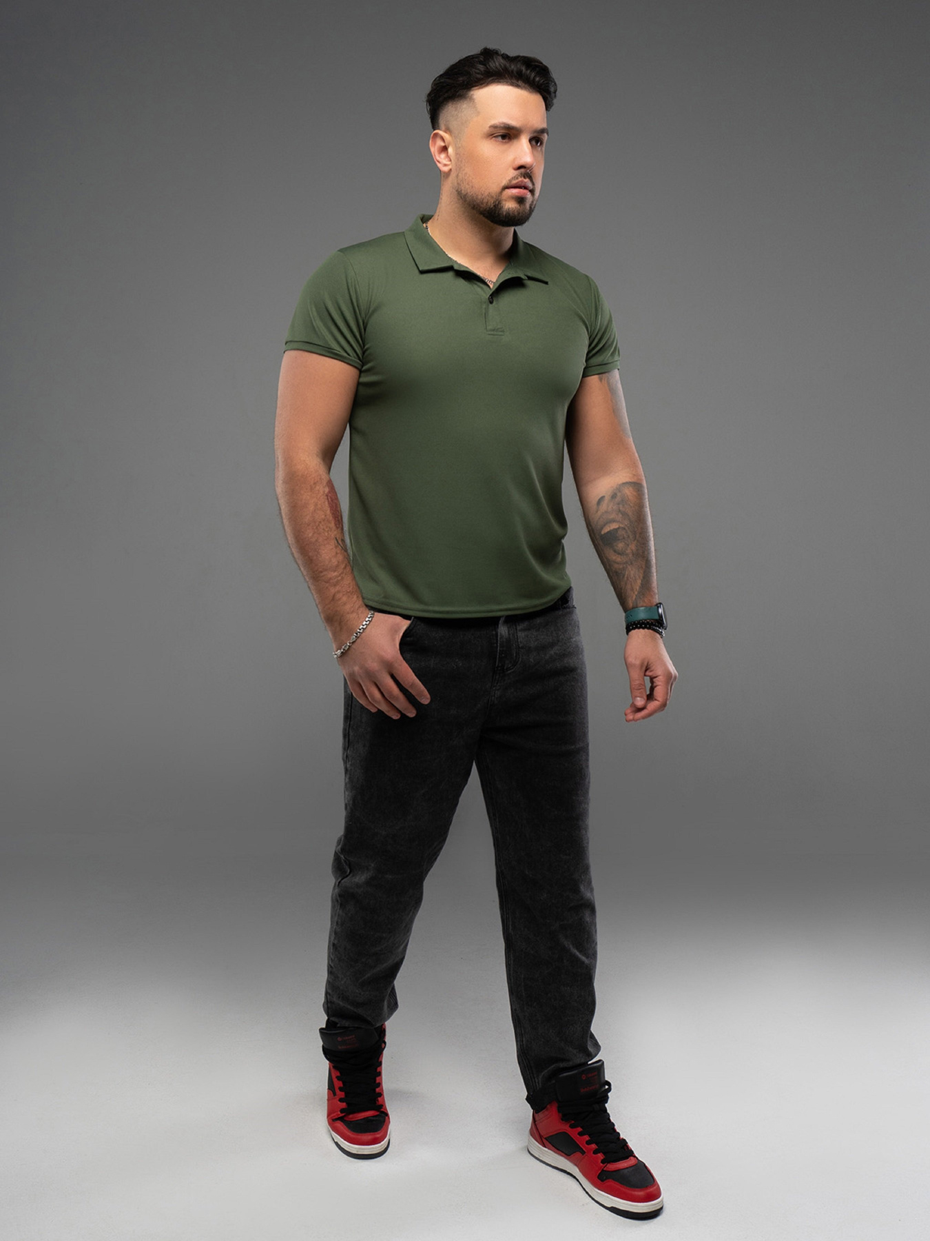 Поло ISSA Plus модель GN-536_хаки Фото